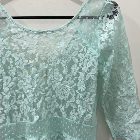 Lace light blue blouse - Picture 2 of 3